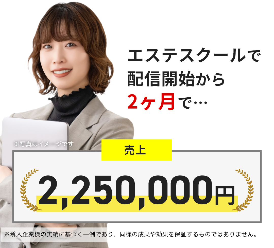 エステスクールのお客様:配信開始から2ヶ月で売上2,250,000円